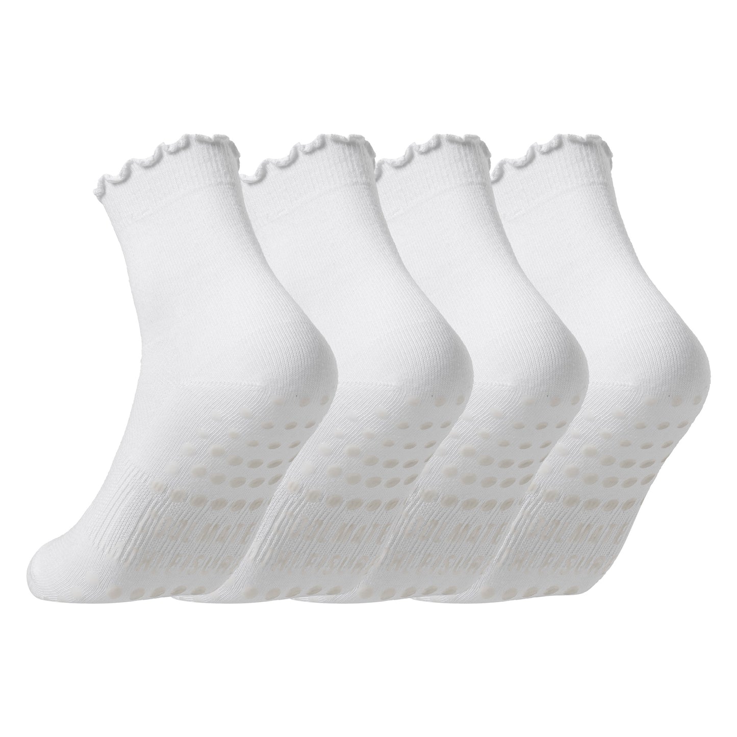 CoolMate Pilates Socks with Grips for Women, Yoga Socks, Crew Non Slip Women for Barre, Pilates Gifts (US, Numeric, 6, 10, Regular, Regular, A-06a. 2 Pairs Cute Ruffle)