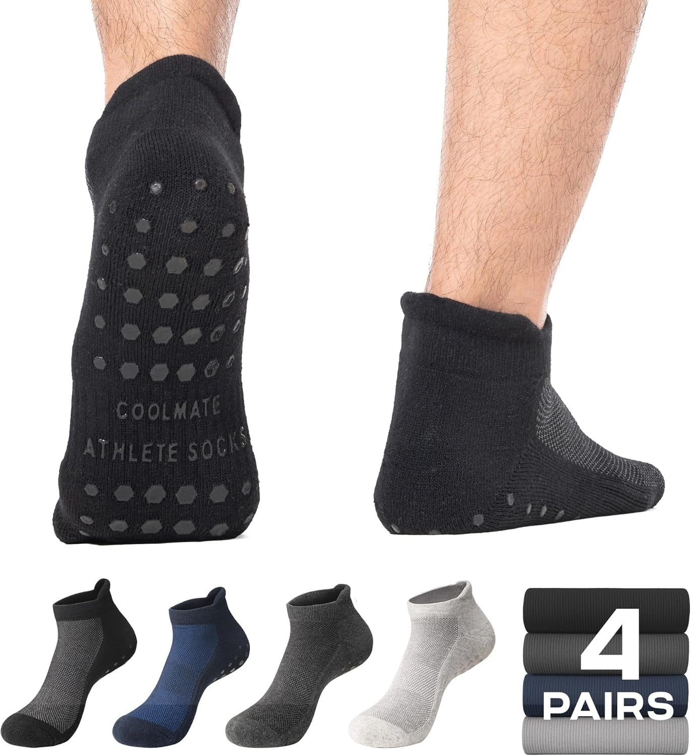 Grip Socks For Men Non Slip  (4 pairs)