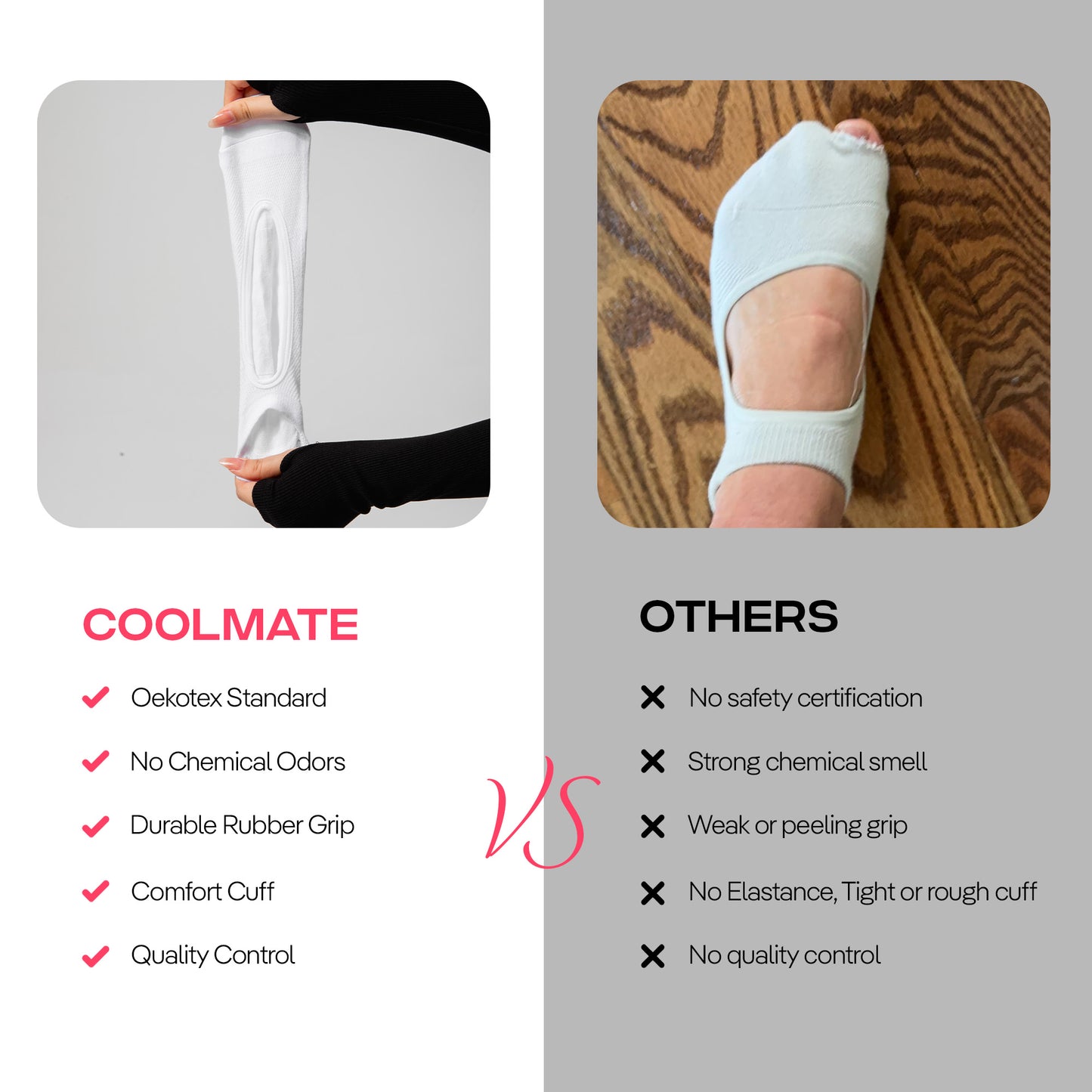 CoolMate Pilates Socks with Grips for Women, Yoga Socks, Crew Non Slip Women for Barre, Pilates Gifts (A-03f. 4 Pairs Open Top Red/Navy/Cream/Light Blue)