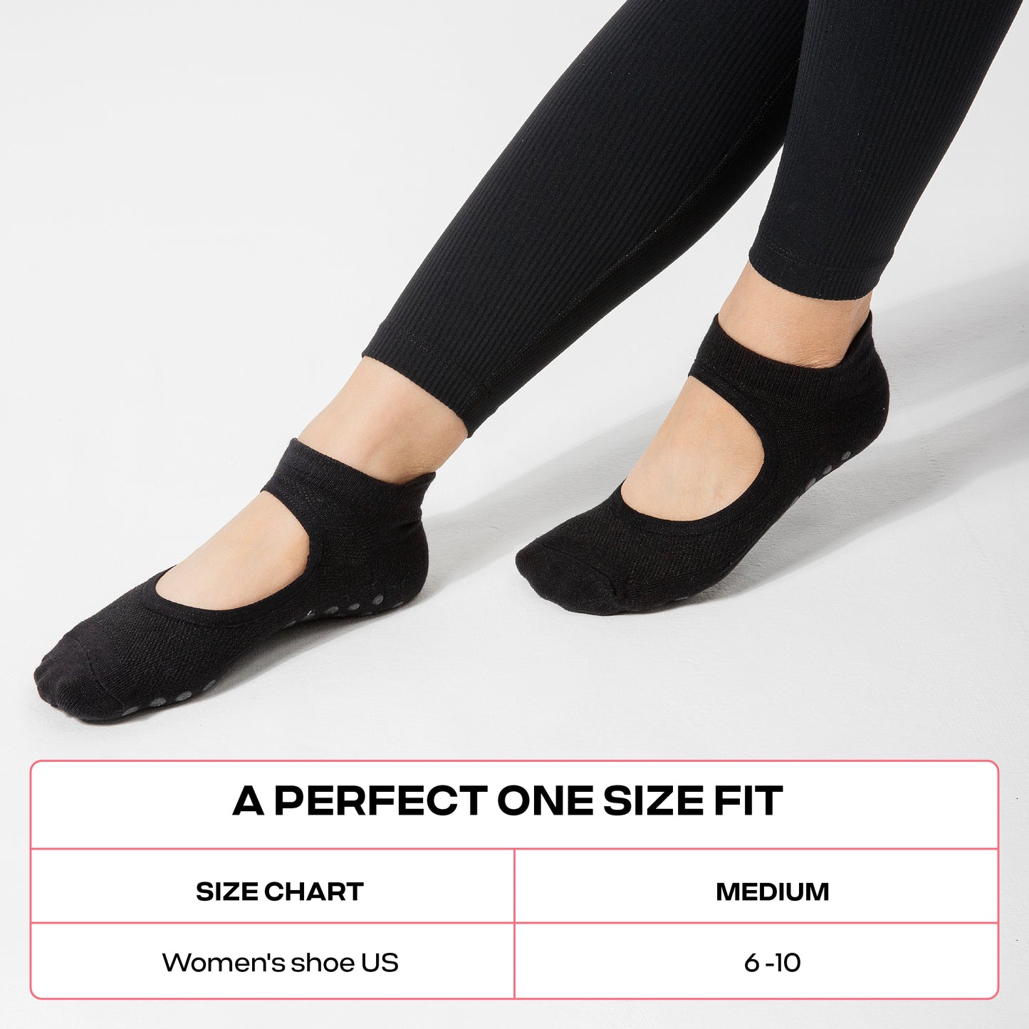 CoolMate Pilates Socks with Grips for Women, Yoga Socks, Crew Non Slip Women for Barre, Pilates Gifts (US, Numeric, 6, 10, Regular, Regular, A-03. 2 Pairs Open Top White)